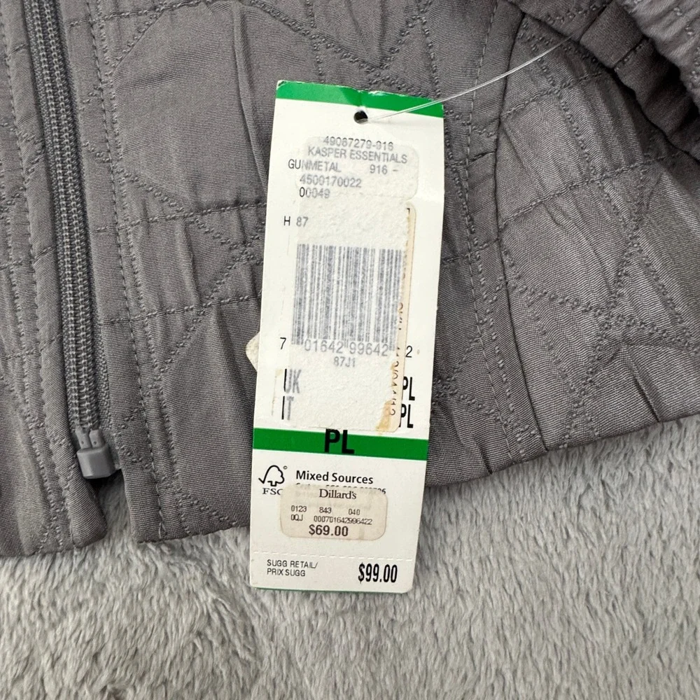 Kasper‎ NWT Women's Light Weight Dress Jacket Size PL Grey Full Zip